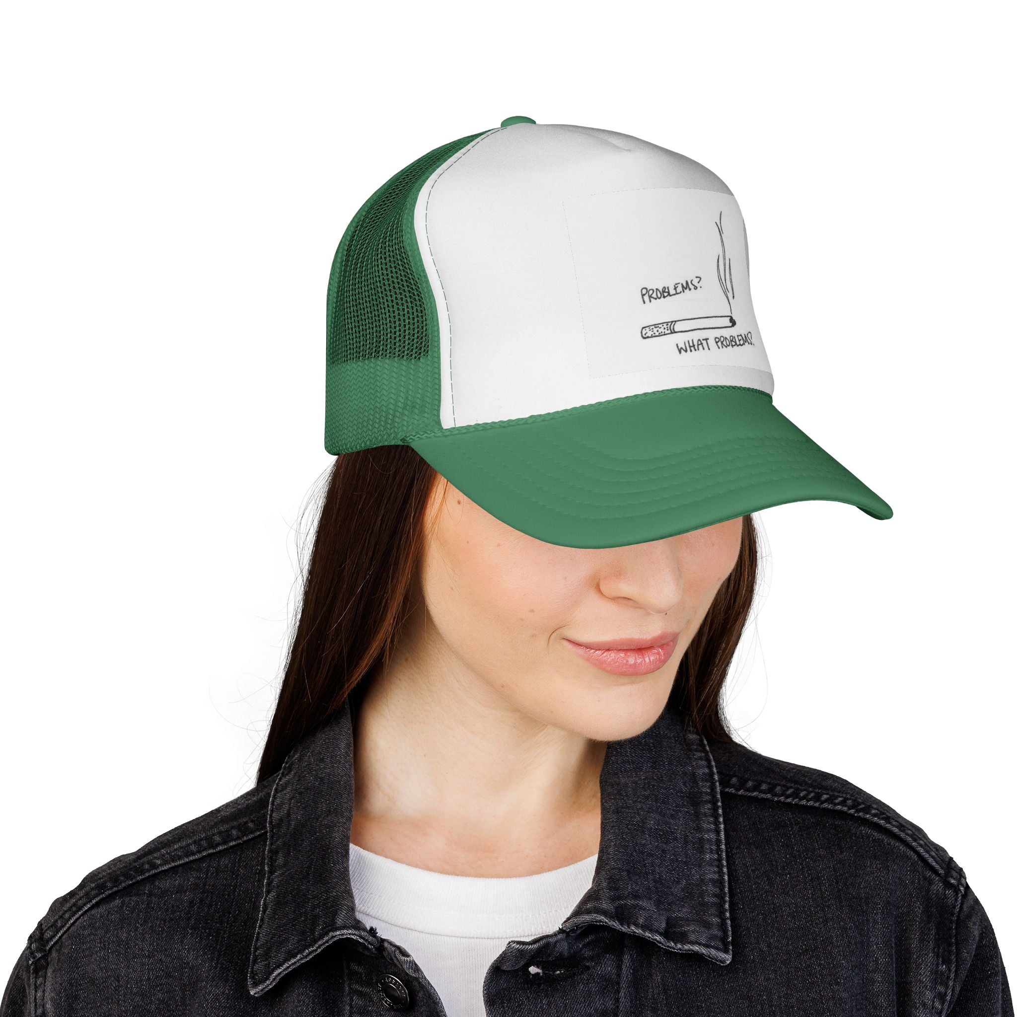 Humorous Trucker Cap - 'What Problems?' Design - Perfect for Casual Outings, Gifts for Him, Summer Style, Fun Outdoors, Festivals