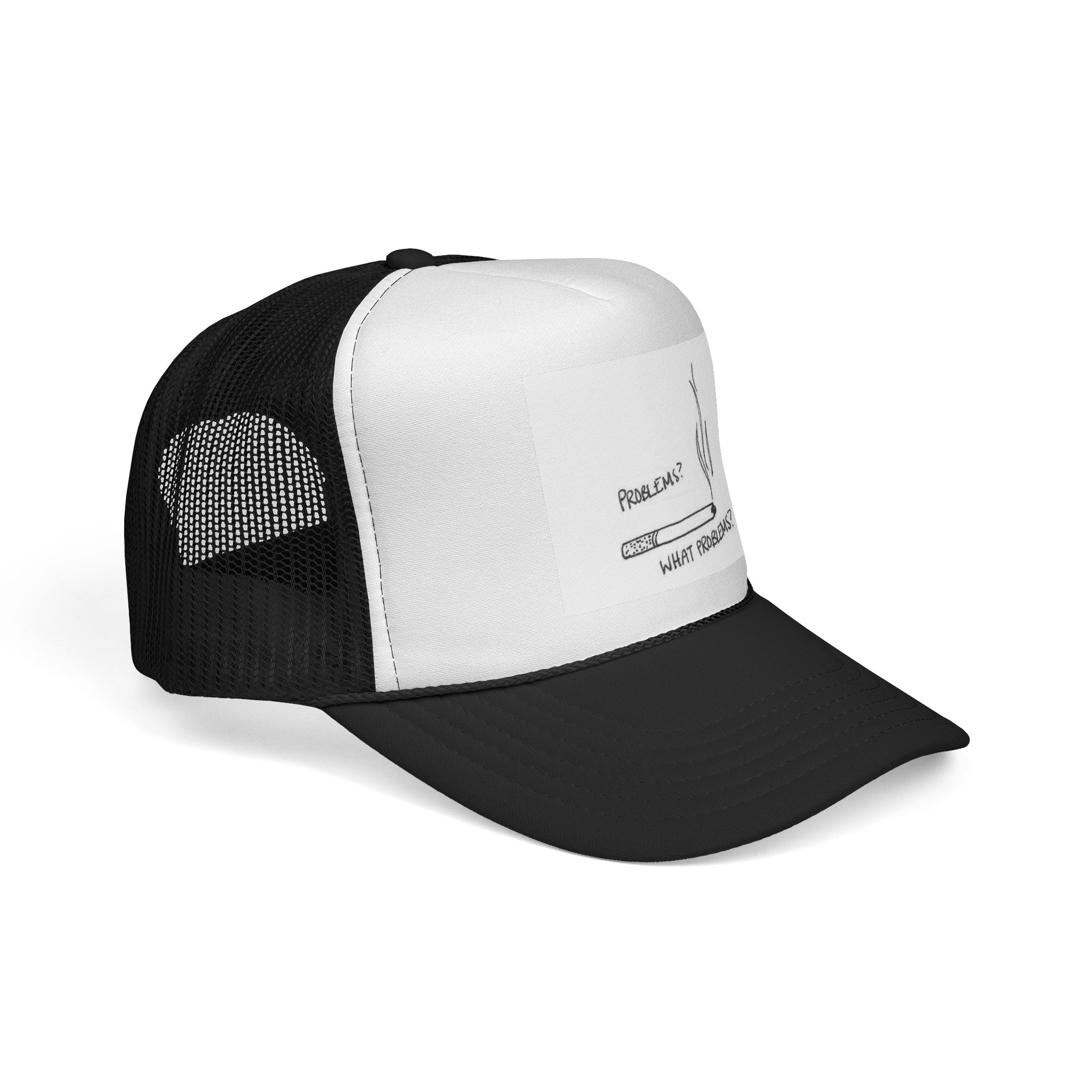 Humorous Trucker Cap - 'What Problems?' Design - Perfect for Casual Outings, Gifts for Him, Summer Style, Fun Outdoors, Festivals