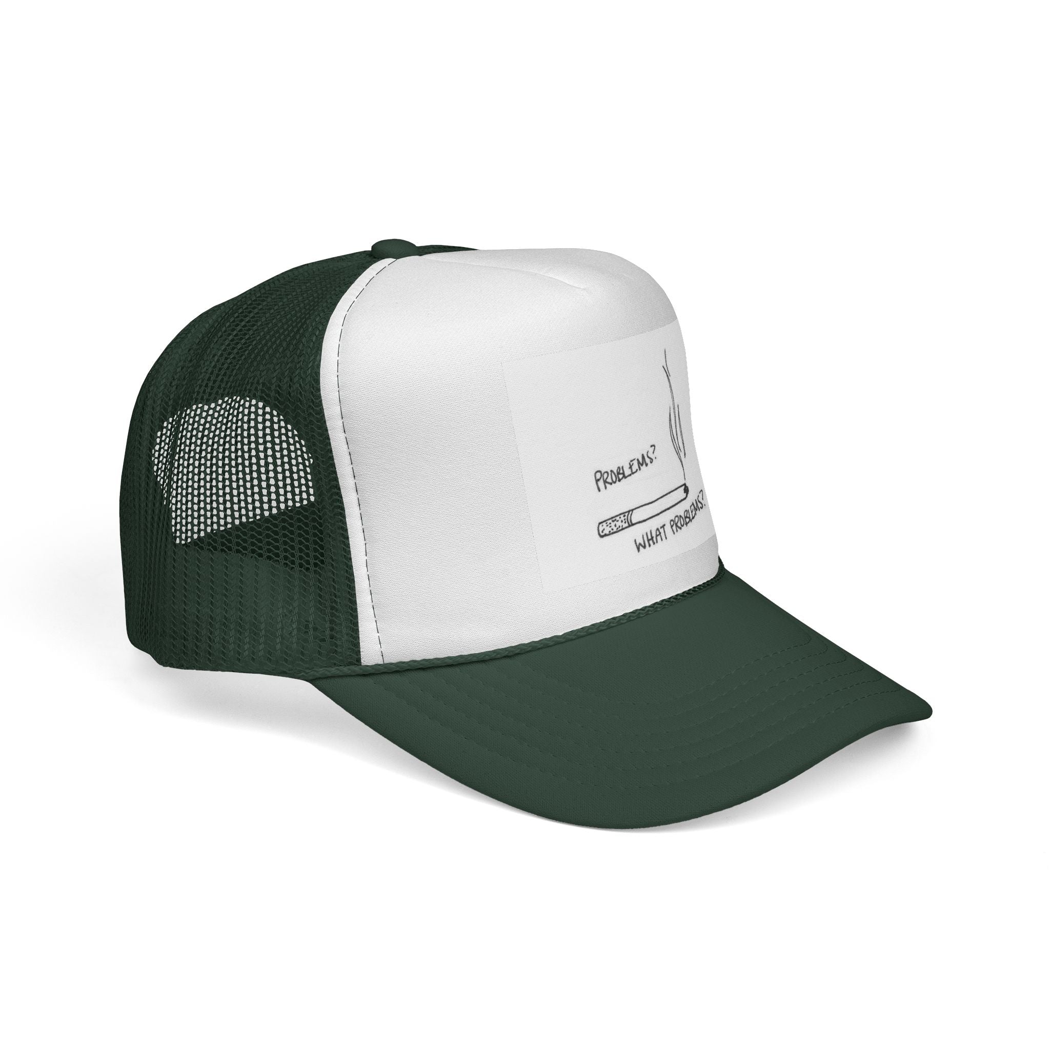 Humorous Trucker Cap - 'What Problems?' Design - Perfect for Casual Outings, Gifts for Him, Summer Style, Fun Outdoors, Festivals