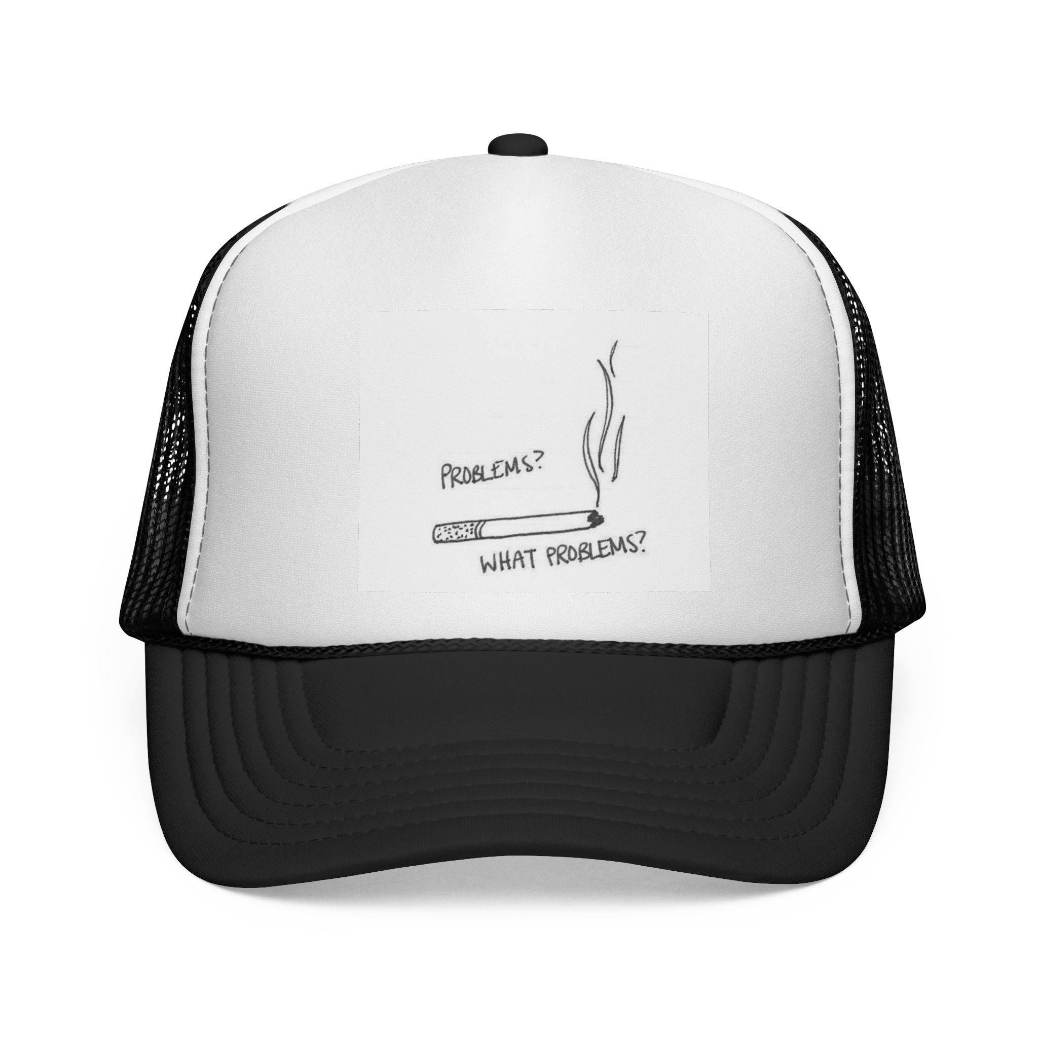 Humorous Trucker Cap - 'What Problems?' Design - Perfect for Casual Outings, Gifts for Him, Summer Style, Fun Outdoors, Festivals