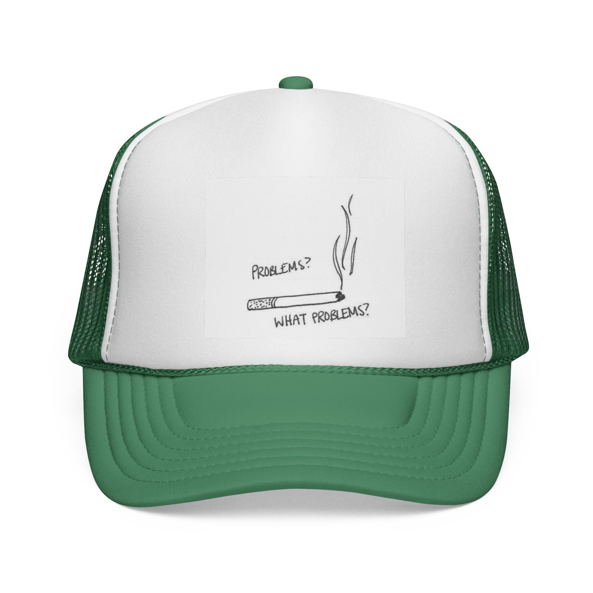 Humorous Trucker Cap - 'What Problems?' Design - Perfect for Casual Outings, Gifts for Him, Summer Style, Fun Outdoors, Festivals