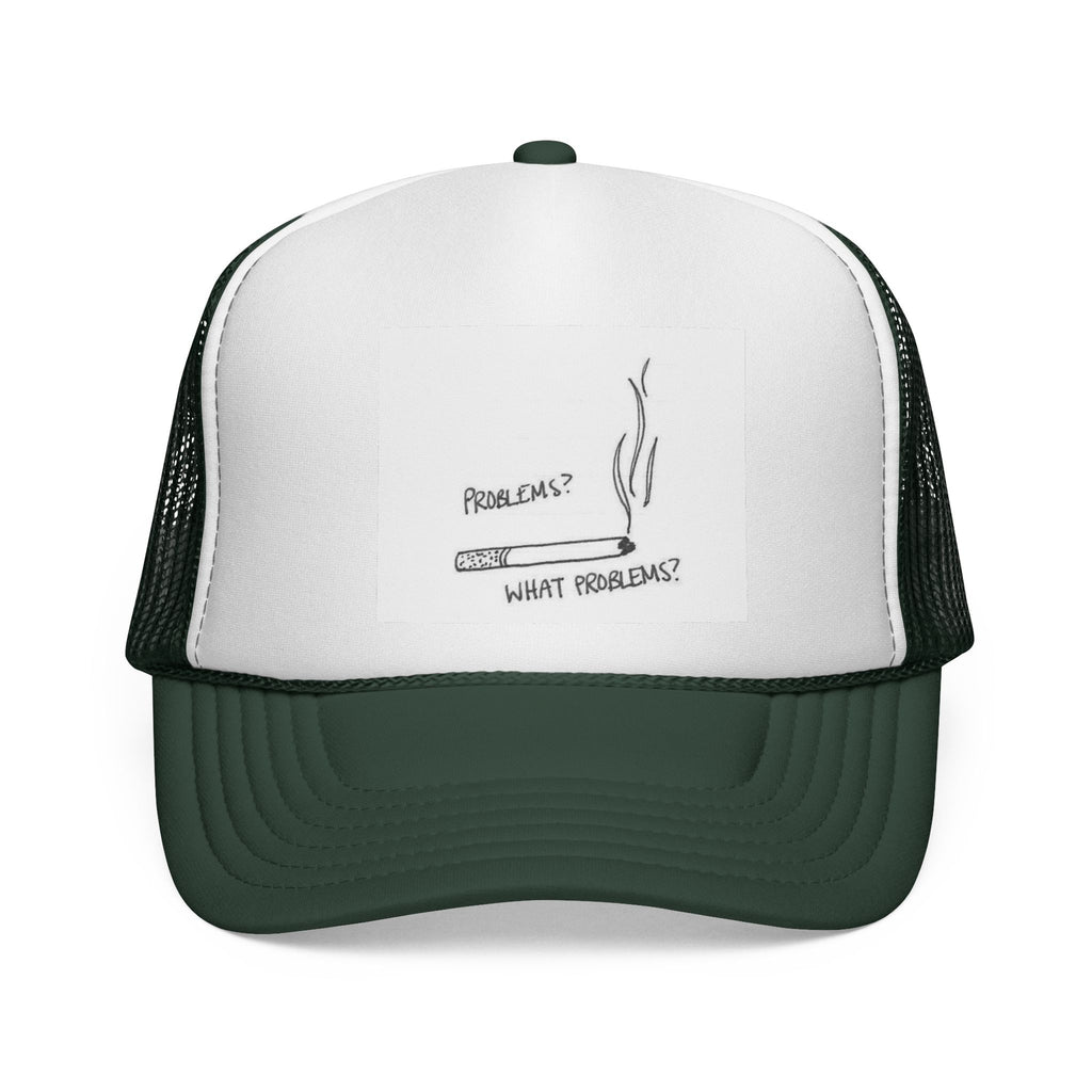 Humorous Trucker Cap - 'What Problems?' Design - Perfect for Casual Outings, Gifts for Him, Summer Style, Fun Outdoors, Festivals