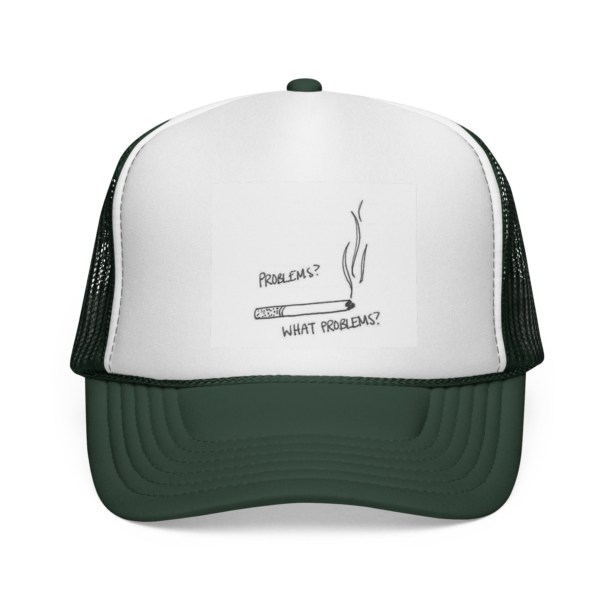 Humorous Trucker Cap - 'What Problems?' Design - Perfect for Casual Outings, Gifts for Him, Summer Style, Fun Outdoors, Festivals